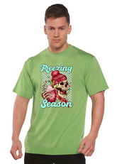 Unisex Freezing Season bamboo Viscose organic cotton short sleeve graphic T-shirt by Spun Bamboo, featuring a colorful printed design.