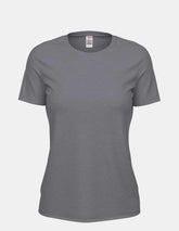 Women’s Heather Club Crew T-Shirt by SpectraUSA, front view showing casual fit and heather fabric detail.