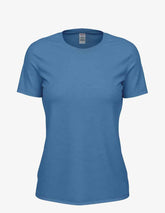 Light blue Heather Club Crew T-Shirt for women by SpectraUSA, front view showing soft, comfortable fabric and classic fit.