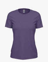 Women’s purple heather Club Crew T-Shirt by SpectraUSA displayed from the front view. Soft knit fabric and casual fit.