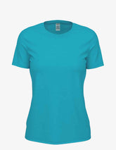 Turquoise Heather Club Crew T-Shirt for women by SpectraUSA, front view showcasing soft fabric and casual fit.