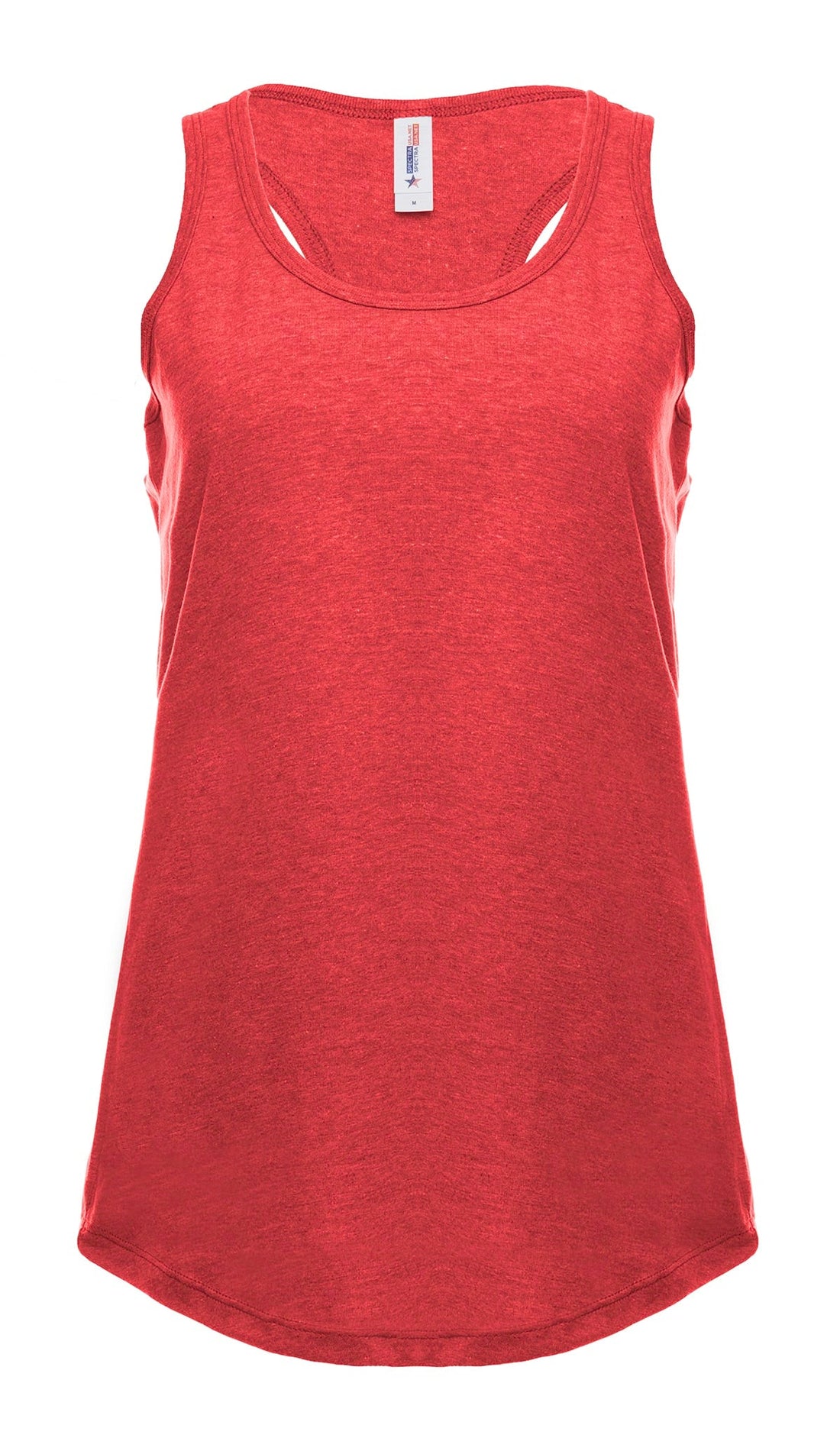 Red Heather Racer Back Tank top for women by SpectraUSA, front view showcasing fitted style and racer back design.