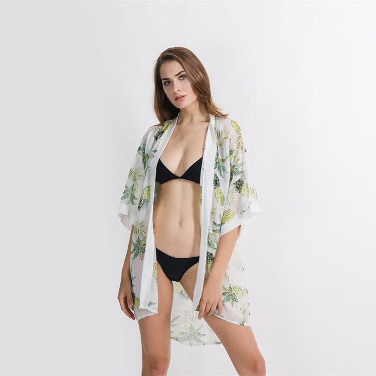 Pineapple Travel All Match Beach Sun Protection Cardigan Blouse