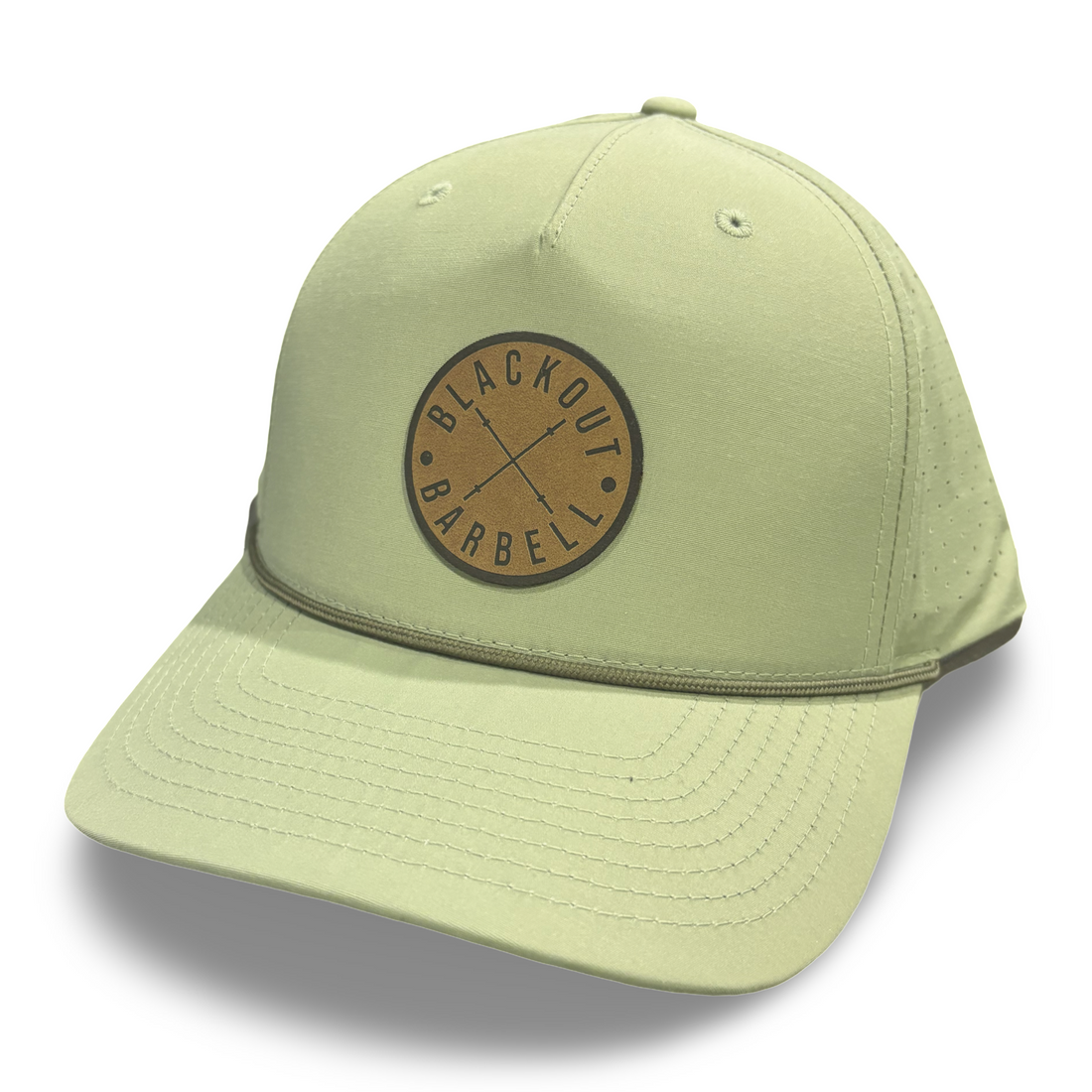BLACKOUT BARBELL Origin Snapback hat with adjustable strap and embroidered logo, featuring a classic flat brim and structured design.