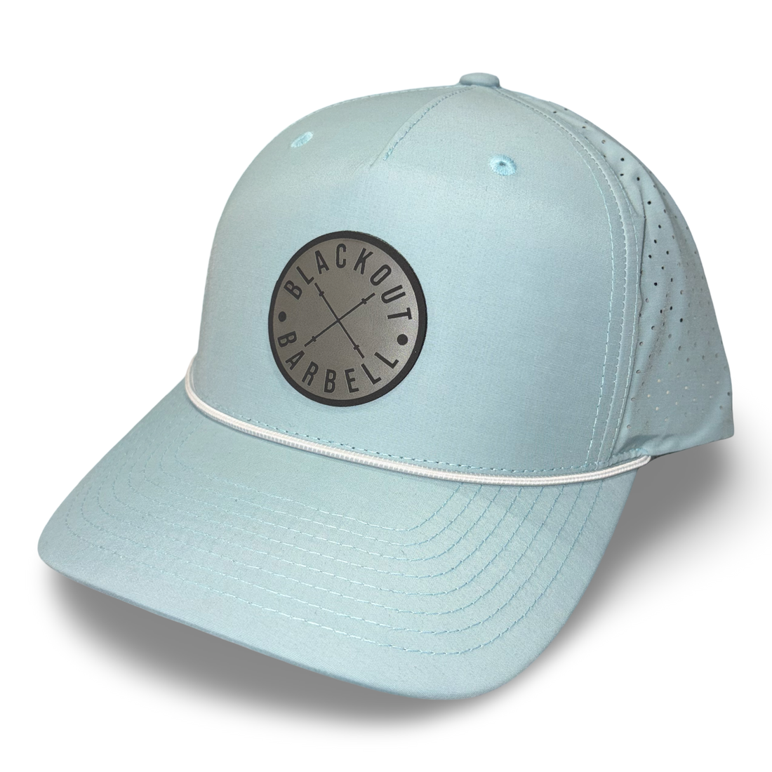 BLACKOUT BARBELL Origin snapback hat with adjustable strap and embroidered logo, shown from front view.