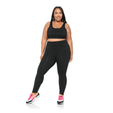 Fitkitty Culture BodyLove high-rise leggings in black, showing a close-up of the stretchy waistband and smooth, fitted fabric.