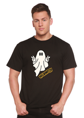 Unisex Halloween ghost graphic T-shirt by Spun Bamboo, short sleeve, organic cotton and bamboo viscose fabric, casual men&