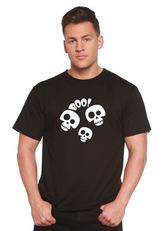 Spun Bamboo Halloween Boo unisex bamboo viscose organic cotton short sleeve graphic T-shirt with Halloween design.