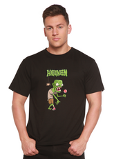 Green monster Halloween graphic t-shirt for men by Spun Bamboo, made from bamboo viscose and organic cotton, short sleeve design