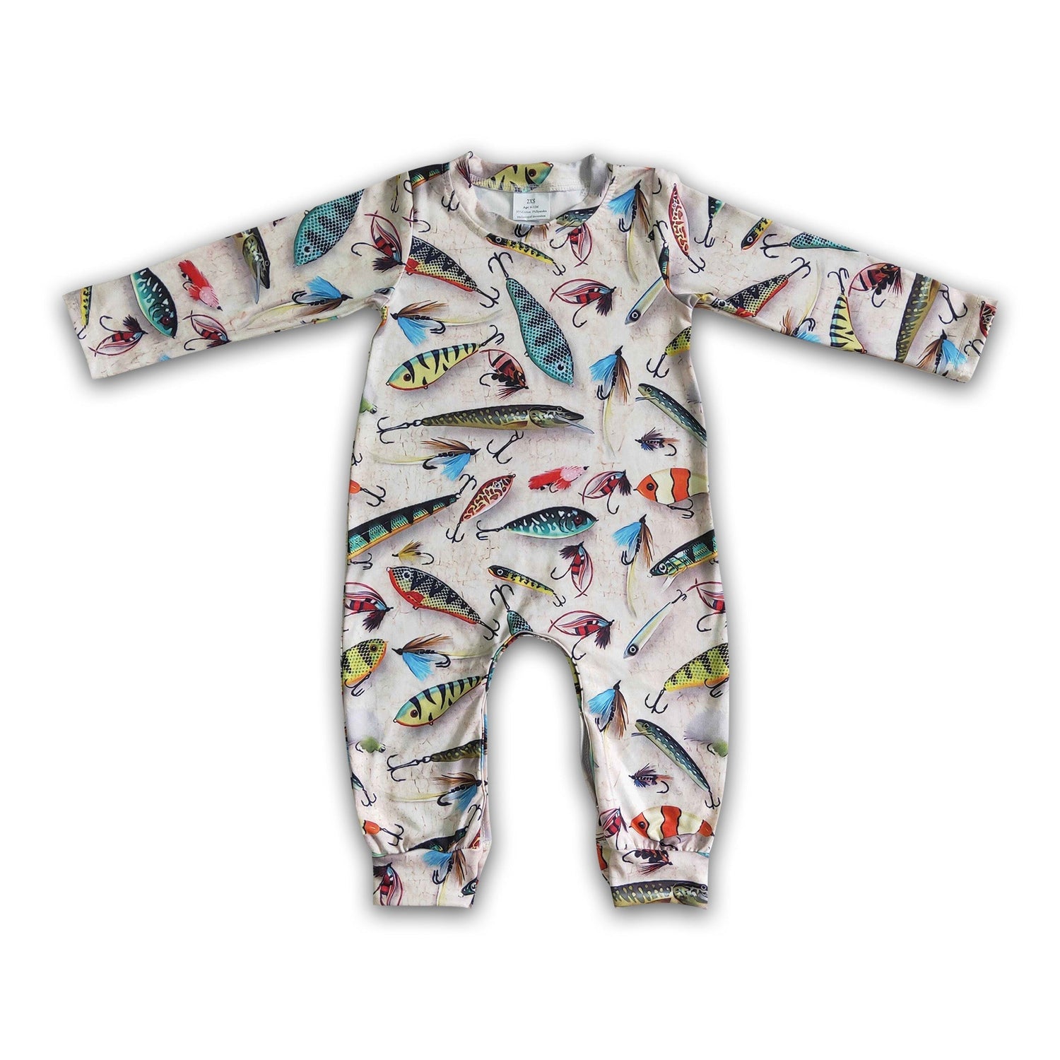 Fish print long sleeve baby boy romper
