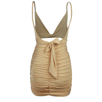 Women Clothing Sexy Sling Strap Backless Hollow Out Cutout Dress