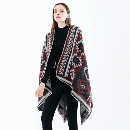 Geometric Abstract Puzzle Cloak Simple Thicken Lengthen Warm Air Conditioning Shawl Travel Blanket