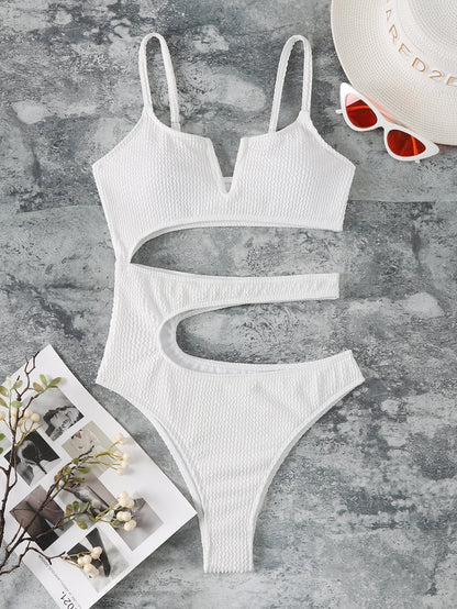 Women Hollow Out Cutout out V neck Sexy Swimsuit Bikini