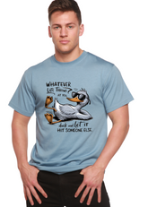 Mens printed bamboo cotton T-shirt by Spun Bamboo with humorous "Whatever Life Throws at You" graphic design.