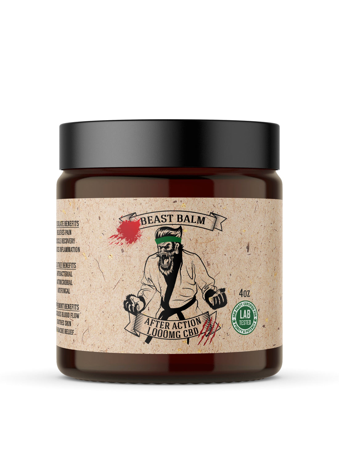 Johnny Slicks After Action Hemp Beast Balm jar showing the skincare balm with earthy packaging and label.