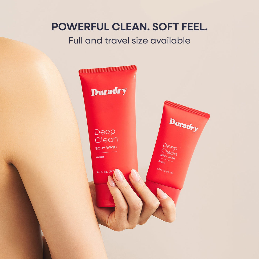 Duradry Body Wash Duo with deep cleanser for revitalizing skin, featuring two bottles of gentle, moisturizing body wash.