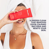 Duradry Active Body Set with deep cleanser, featuring bottles of body wash and skincare products for active lifestyles.