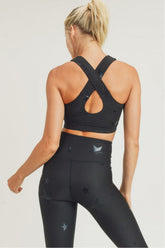 Black foil sports bra from Fitkitty Culture&