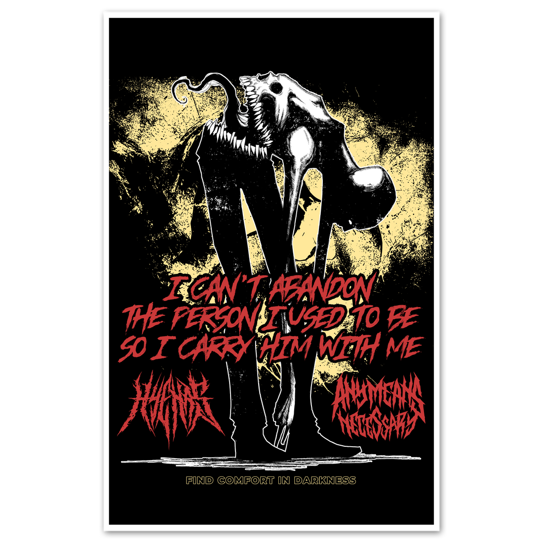 Colorful Abandon print poster by Any Means Necessary Clothing featuring bold, artistic design on 11x17 paper.