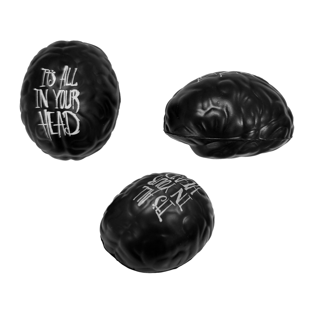 Stress brain accessory from Any Means Necessary Clothing, featuring a detailed illustration of a brain with "It&