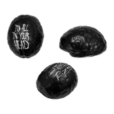 Stress brain accessory from Any Means Necessary Clothing, featuring a detailed illustration of a brain with "It&