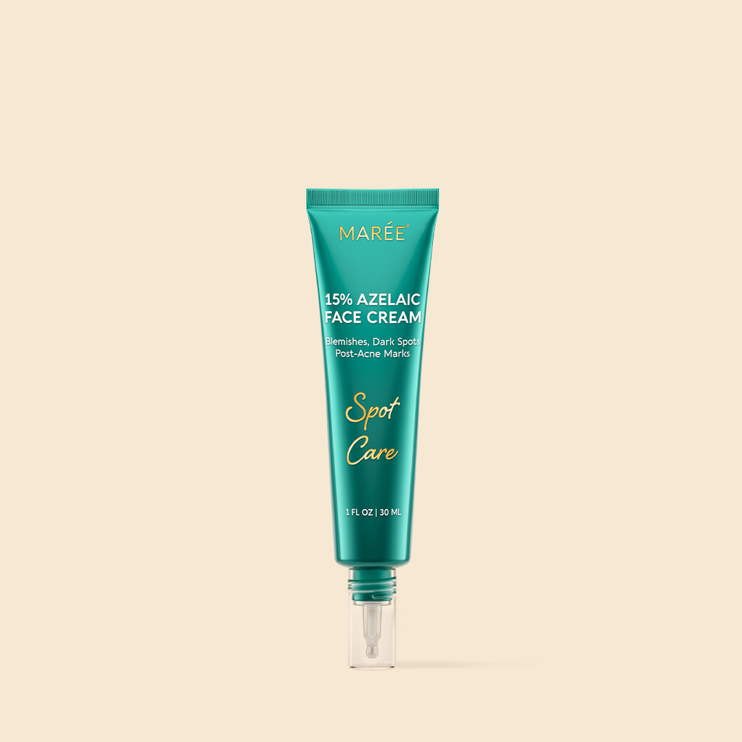 Maree Azelaic Acid Cream for sensitive skin, featuring a white tube with a blue cap on a clean surface.