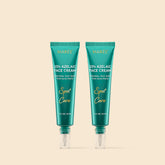 Maree Azelaic Acid Cream for sensitive skin, featuring smooth cream texture in a white jar with blue label and applicator.