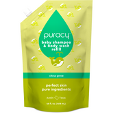 Puracy Baby Shampoo & Body Wash in a clear bottle, gentle tear-free formula for delicate baby skin and hair.