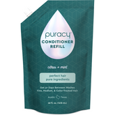 Puracy silicone and sulfate-free conditioner bottle with pump dispenser, showcasing natural ingredients for gentle hair care.