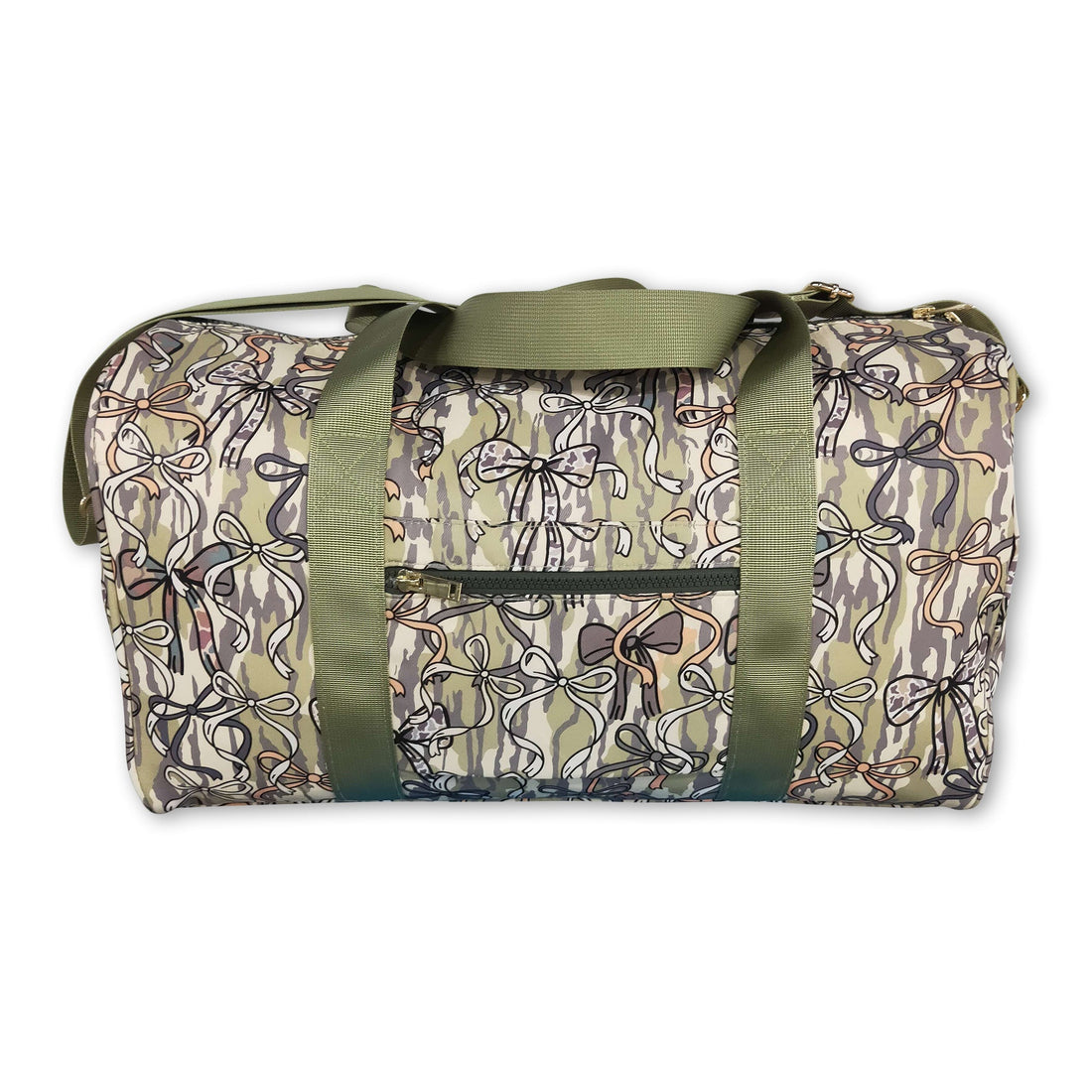 Olive camo bow hunting travel duffel bag