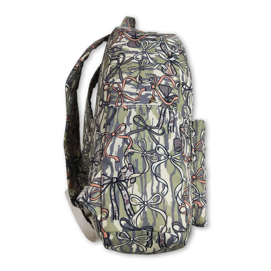 Mini Rodeo camo bow hunting kids girls backpack with adjustable straps and spacious main compartment, perfect for young outdoor enthusiasts.
