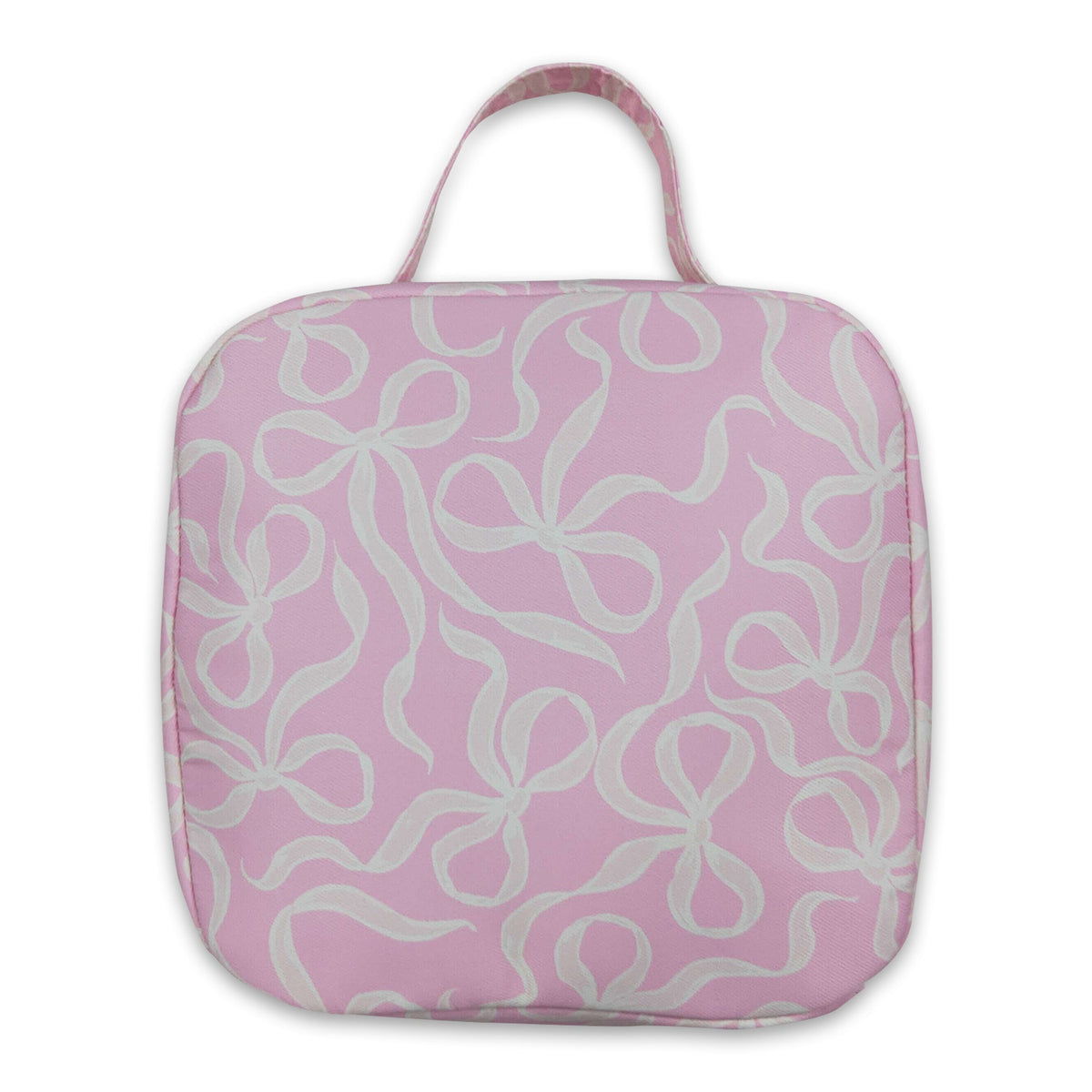 Light pink bow ruffle kids girls lunch box bag