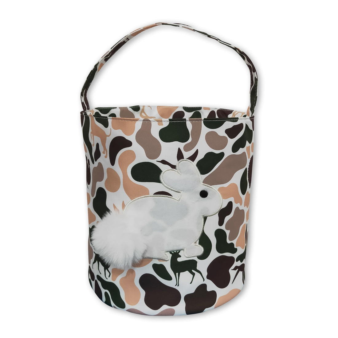 Hunting camo rabbit embroidery kids Easter basket