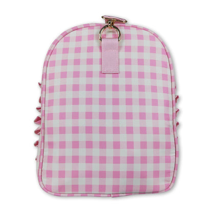 Pink plaid ruffle women duffel bag