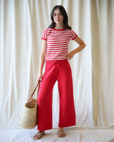 Downeast Round Trip Pants, stylish casual pants with a relaxed fit, shown in a natural beige color.
