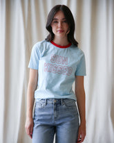 Downeast Sun Kissed Tee in soft fabric, showing a relaxed fit and sunny yellow color, perfect for casual tops.