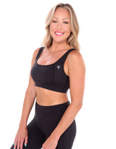 White Water Life open back sports bra featuring a supportive design and stylish open back detail for activewear.