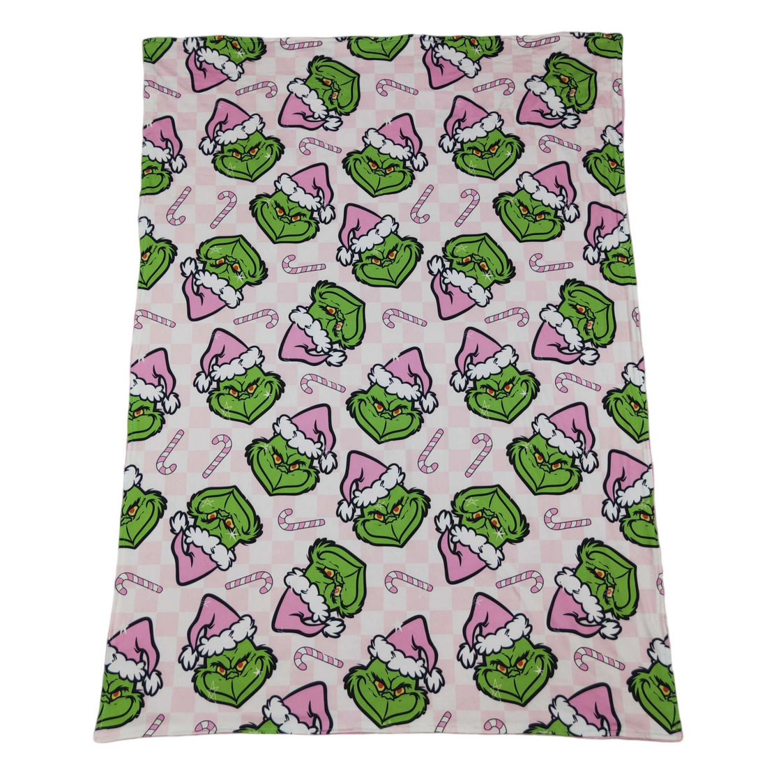 Pink candy cane green face baby girls Christmas blanket