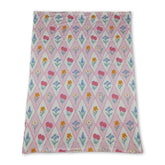 Hot pink polka dots and floral minky baby blanket for girls by Mini Rodeo, soft and cozy with colorful patterns.