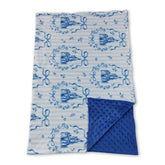 Blue stripe castle bow baby girl blanket by Mini Rodeo featuring soft fabric and charming bow detail.