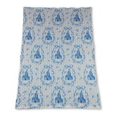 Blue stripe castle bow baby girl blanket by Mini Rodeo featuring soft fabric and charming bow details.