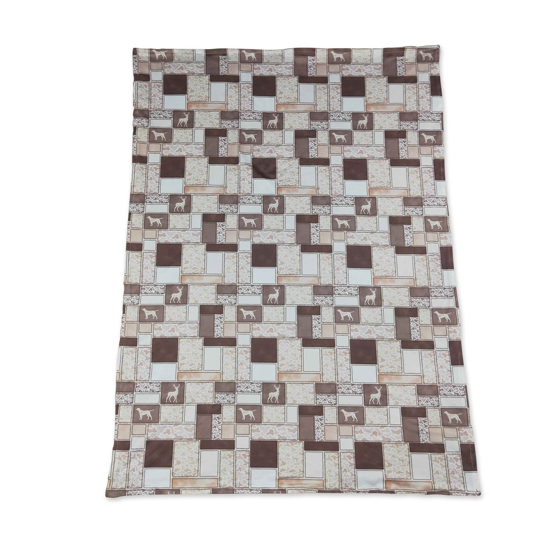 Brown camo duck pattern blanket for babies by Mini Rodeo, featuring hunting and deer design, soft and cozy for infants.
