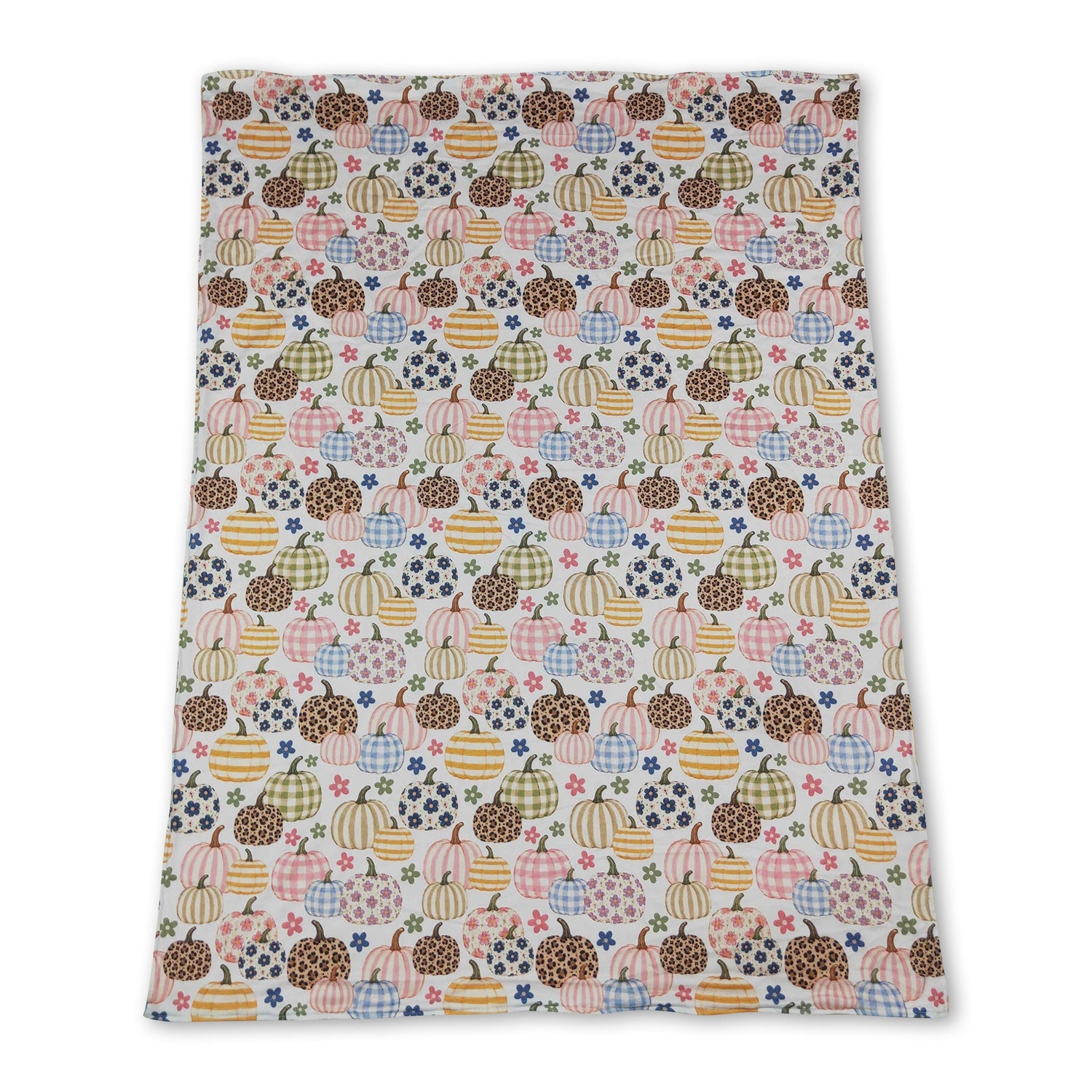 Floral pumpkins yellow polka dots baby girls fall blanket
