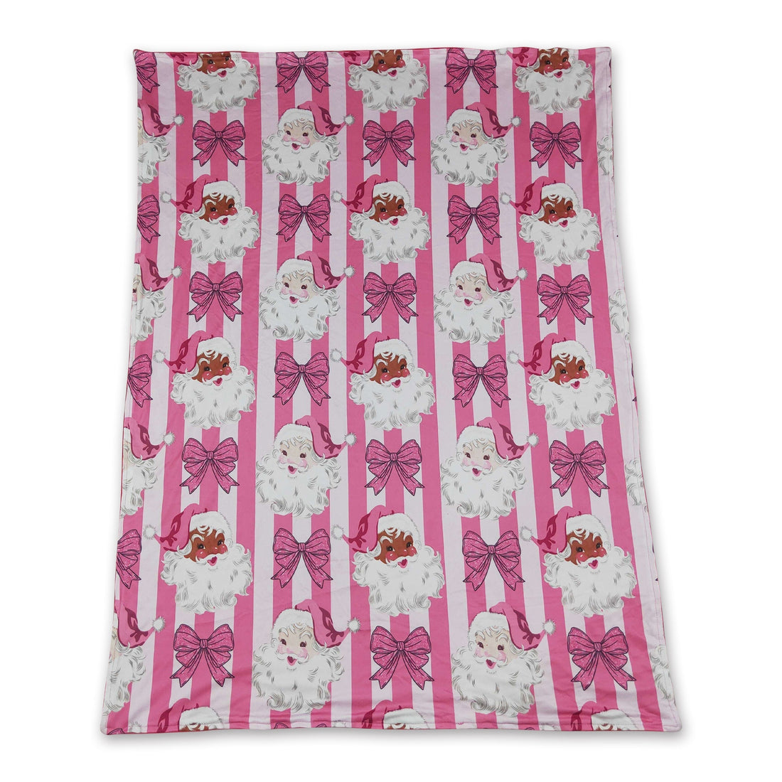 Pink bow stripe santa baby girls Christmas blanket