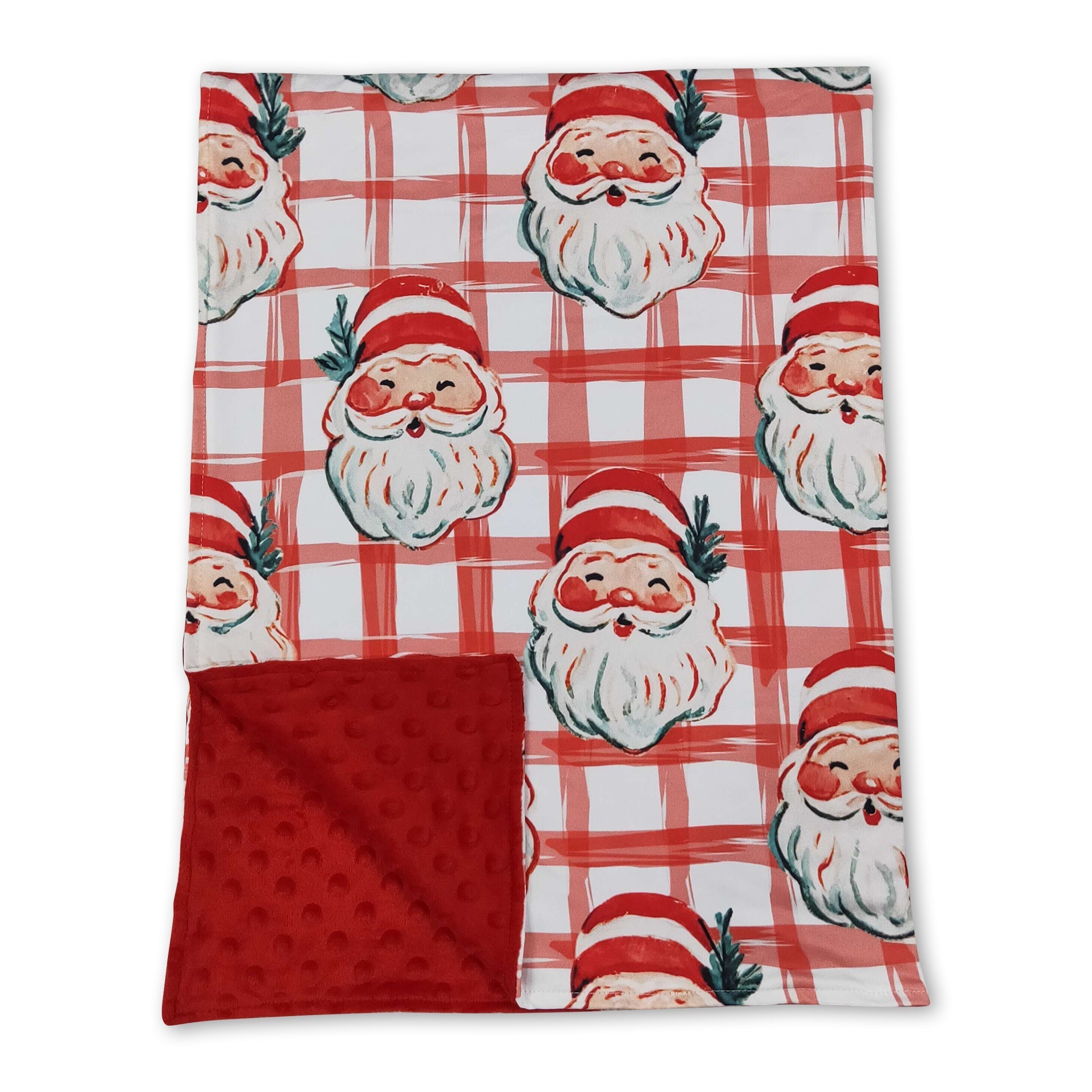 Santa red minky dots baby girl Christmas blanket