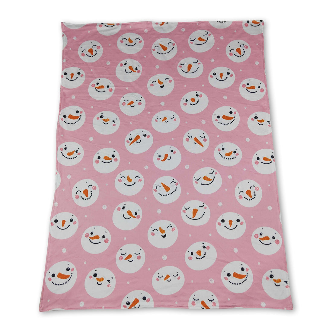 Snowman pink minky dots baby girl blanket