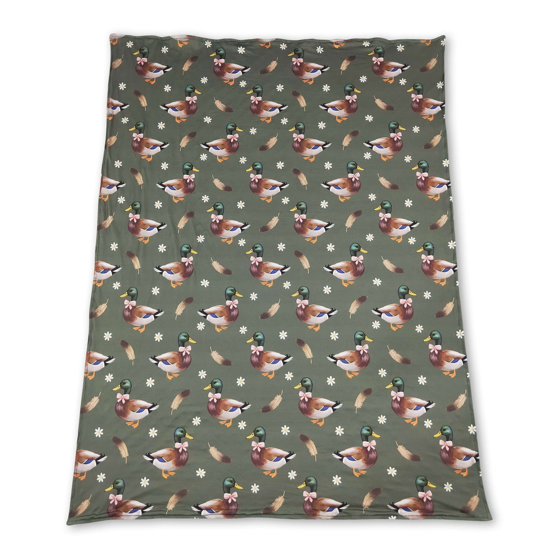 Duck bow floral pink hunting baby girls blanket