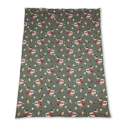Duck bow floral pink hunting baby girls blanket