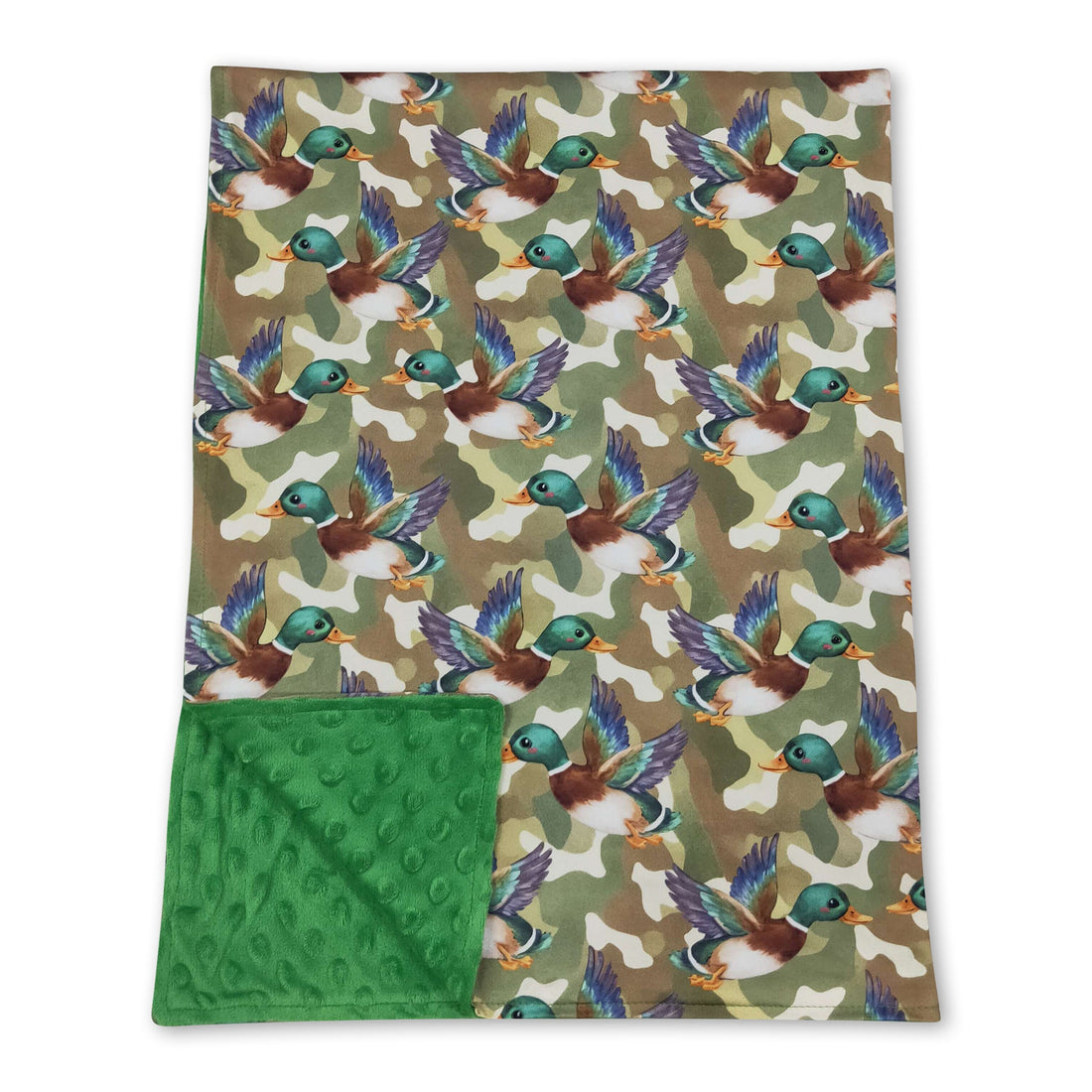 Duck camo green hunting baby boys blanket