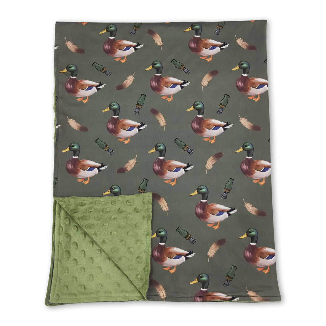 Duck call green hunting baby boys blanket